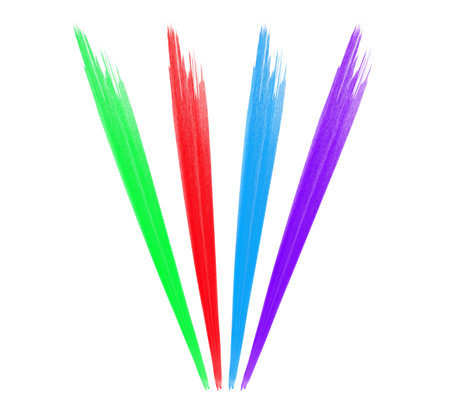 4 colorful perspective stripes made with paintbrushの写真素材