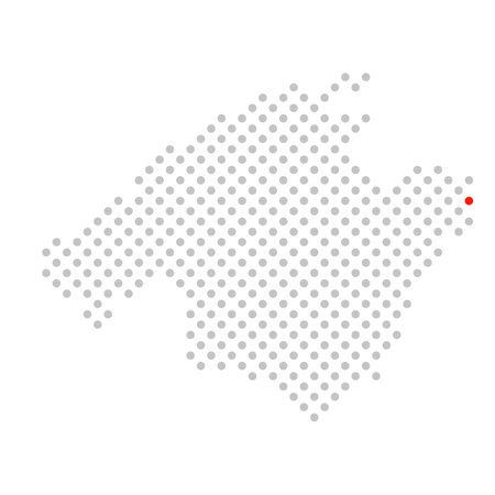 Cala Rajada - Dotted map of Mallorca with red markingの写真素材