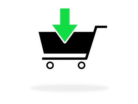 Add to cart icon with shadowの写真素材