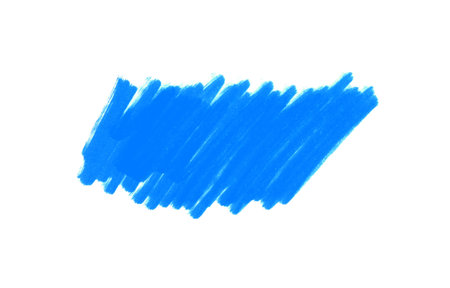 Blue pencil scribble on white backgroundの写真素材