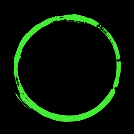Empty green stencil circle on black colorの写真素材