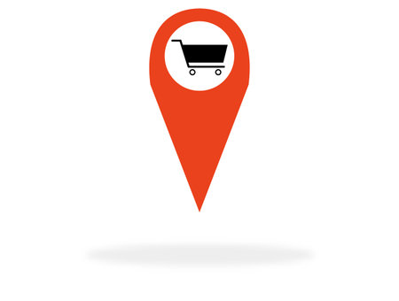 Red Marker for map showing Supermarketの写真素材