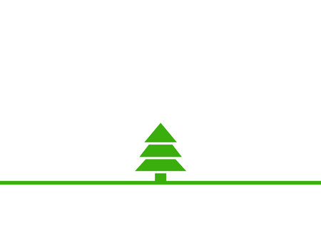 Simple christmas template: Green fir tree with stripe and copy spaceの写真素材