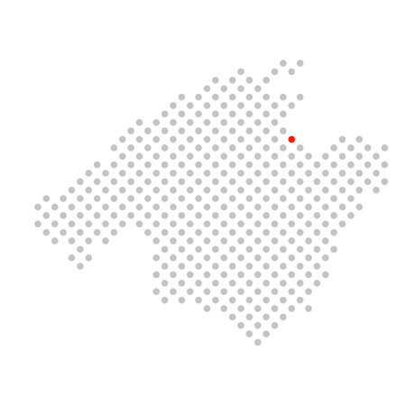 Can Picafort - Dotted map of Mallorca with red markingの写真素材
