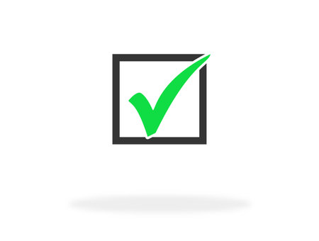 Checkbox with checkmark icon with shadowの写真素材