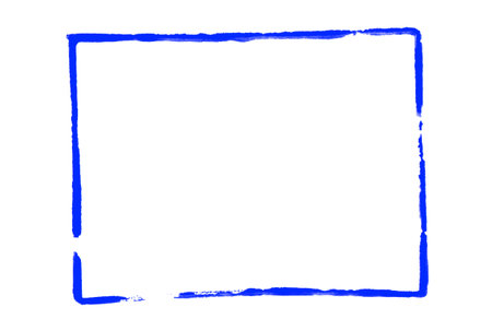 Very dirty blue grunge paintbrush rectangle frameの写真素材