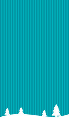 Turquoise striped christmas card with winter landscapeの写真素材