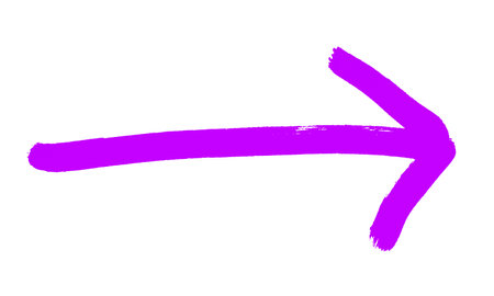 Hand painted purple arrow pointing rightの写真素材