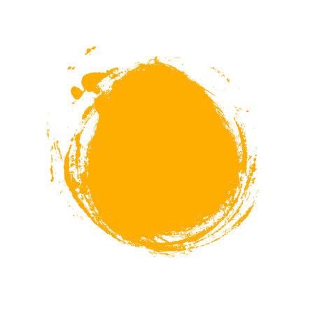 Dirty hand painted orange brushstroke circleの写真素材