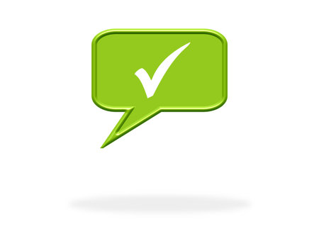 Speech Bubble icon with shadow: Checkmarkの写真素材