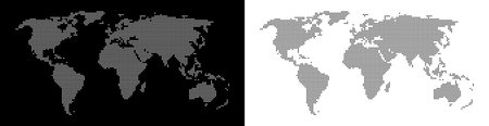 Two world maps with white and black dotsの写真素材