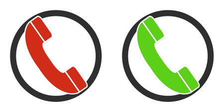 Red and green telephone hotline iconsの写真素材