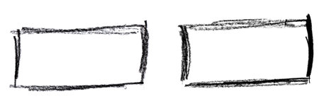 Set of 2 dirty black empty hand drawn rectangle framesの写真素材