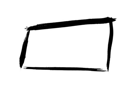 Hand painted black rectangle frame on white backgroundの写真素材