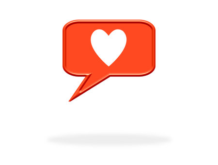 Speech Bubble icon with shadow: Heartの写真素材
