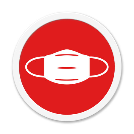 Please wear a face mask: Red Buttonの写真素材