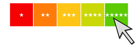 Rating scale showing very good Rating: 5 Starsの写真素材