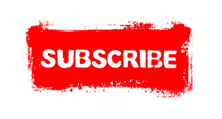 Red grunge paintbrush banne rshowing Subscribeの写真素材