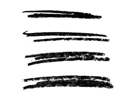 Set of 4 very dirty painted grunge stripes with black colorの写真素材