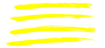 Sketch of 4 hand painted paintbrush strokes with yellow colorの写真素材