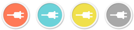 4 round Buttons with Charger or Charging Icon red, blue, yellow and greyの写真素材