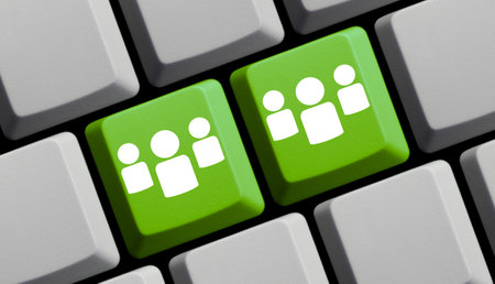 Group - computer keyboard 3d illustrationの写真素材