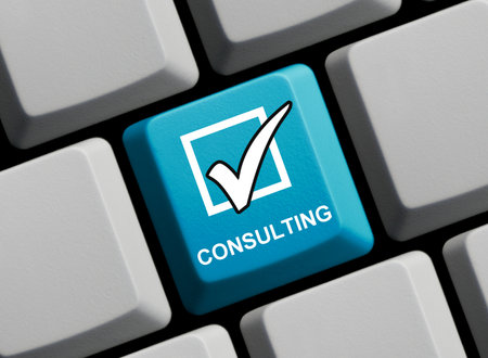 Consulting - computer keyboard 3d illustrationの写真素材