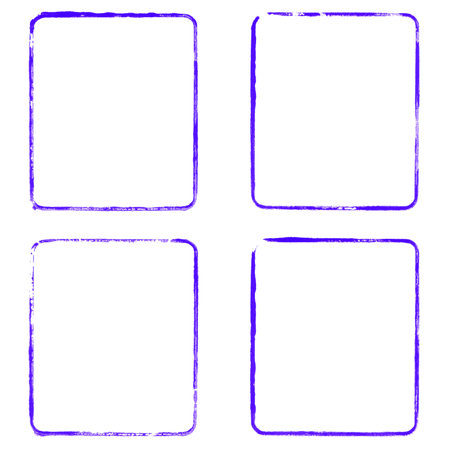 Sketch of 4 hand painted stencil frames with blue colorの写真素材