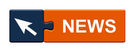 Isolated puzzle piece button: Newsの写真素材