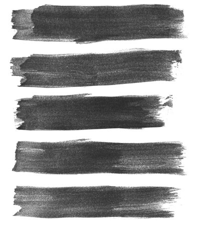 Set of black watercolor brush texturesの写真素材