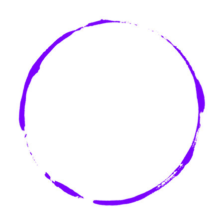Empty dirty hand drawn circle with purple colorの写真素材