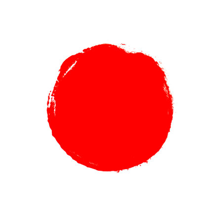Button template: Dirty red paintbrush circleの写真素材