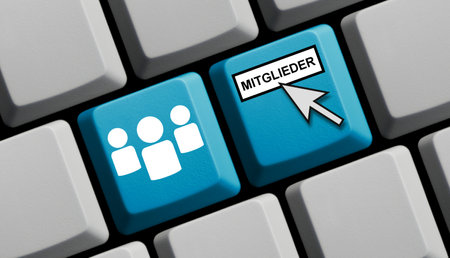 Computer Keyboard showing Members in german language - 3d illustrationの写真素材