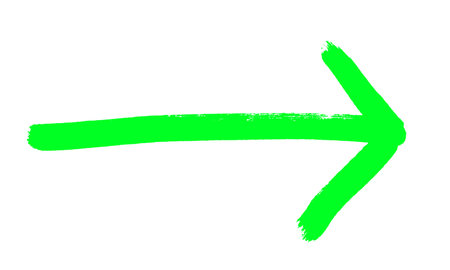 Green sketch of painted arrow showing directionの写真素材