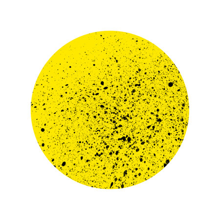 Decorative yellow circle or button template with yellow grunge colorの写真素材