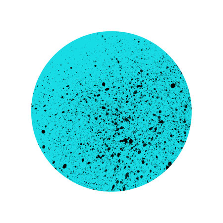 Decorative blue circle or button template with yellow grunge colorの写真素材