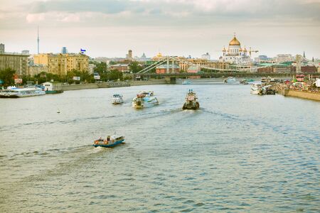 view of the Cathedral of Christ the Savior and river of Moskow の写真素材