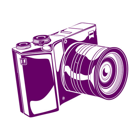 Retro camera vector illustration isolated on white background. Vector illustration.のイラスト素材