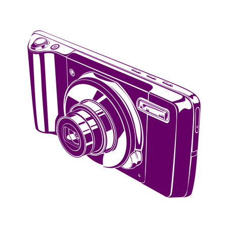 Violet camera on a white background. Vector illustration in a flat style.のイラスト素材