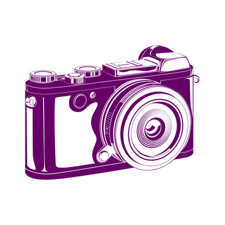 Retro camera. Vector illustration. Isolated on white background.のイラスト素材
