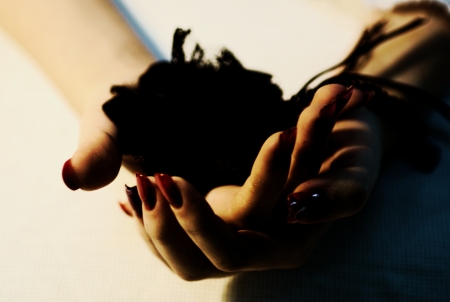 hands, arms, red nailsの写真素材