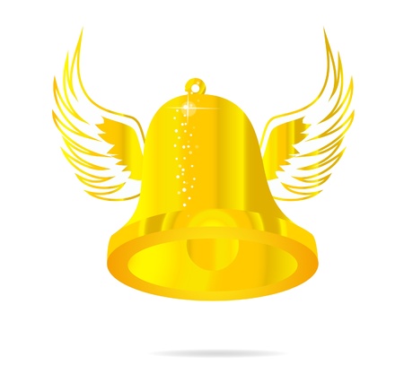 happy bell sign gold color on the whiteのイラスト素材