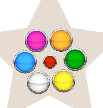 colored metalic circle buttons sign set isolatedのイラスト素材
