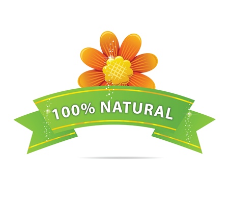 nature and green ribbon signのイラスト素材