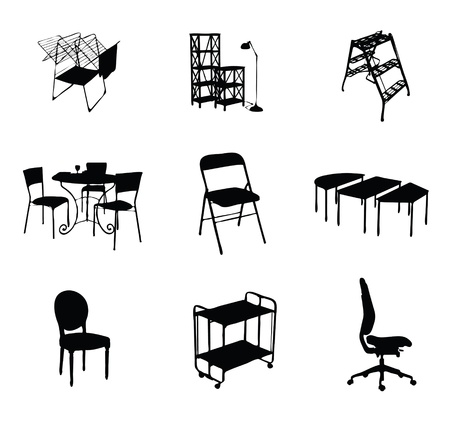 silhouettes of furniture set black colorのイラスト素材