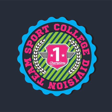American sport college varsity team division champions logo, emblem, label. Very easy to use for apparel. Pink color version.のイラスト素材