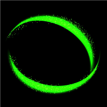 Round energy frame. Shining circle banner. Magic light neon energy circle. Glowing fire ring trace.のイラスト素材