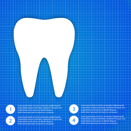 One white tooth on the blueprint paper isolatedのイラスト素材
