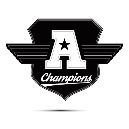 Varsity college university champions division team sport label typography, t-shirt graphics for apparel.のイラスト素材