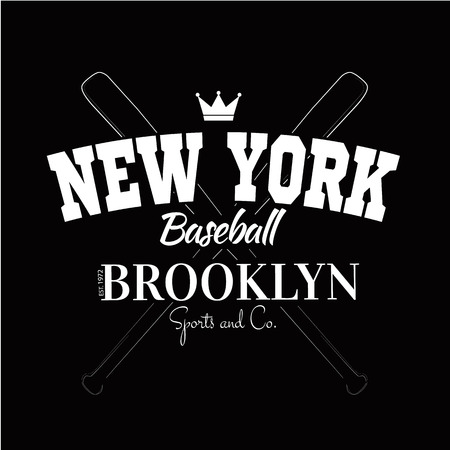 Varsity New york Brooklyn college university division team sport baseball label typography, t-shirt graphics for apparel.のイラスト素材